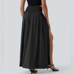 Halara  NWOT Black High Waisted Split 2-in-1 Flowy Quick Dry Maxi Skirt Size S Photo 2