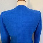 ZARA  Women Blue High Neck Double Breasted Textured Tailored Cotton Blazer Size M Photo 11