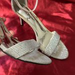 Pierre Dumas  Women’s Silver Rhinestone Stiletto Heels with Ankle Straps size 7M Photo 1