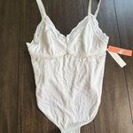 Colsie Women's Ribbed Eyelet Lace Trim Bodysuit Off White Size L Photo 1