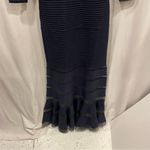 Tadashi Shoji Stunning  maxi dress navy with black mesh inserts mermaid magic Photo 7