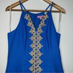 Lilly Pulitzer Pearl Shift Dress in Blue with Gold Embroidery Size 8 Photo 4