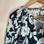 Loft Peony Garden Ruffle tie neck Ruffled Sleeve Blouse polka dot floral size S Photo 4