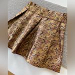 Dance & Marvel Gold Navy Blue Paisley Structured Pleated Mini Skirt Size Small Photo 1