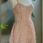 Forever 21 Peach Gingham Smocked Romper - Size S Photo 2