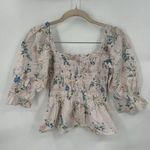 Saylor  Top Women Small Pink Floral Clover Blouse MSRP:$219 Boho Summer Smocked Photo 1