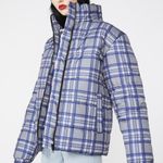 Daisy Street Blue Plaid Checkered Puffer Jacket Photo 1