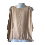 A Byer  Top Women L Champagne Crew Neck Cold Shoulder Short Sleeve Pullover Photo 2