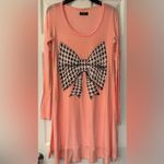 Lauren Moshi  Houndstooth Bow Design Women’s Pink Long Sleeve Dress Size Small Photo 1