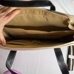 Missnine Beige Canvas Tote Bag with Black Trim & Strap | Laptop Work Travel Bag Photo 9