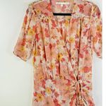 Veronica Beard Women Dress Pink Dakota Mini Wrap Floral V Neck Ruched Size 2 Photo 3