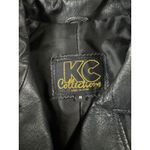 KC Collections Leather Jacket Womens M Black Collar Pockets Hook & Loop Closure Size M Photo 2