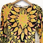ZARA Womens XS Mini Bodycon Floral Paisley Dress Bell Sleeve Cutout Multicolor Photo 4
