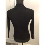 Beldini Black Ribbed Knit Rhinestone and Animal Print Zippered Top Small Photo 2