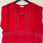 Isabel Marant  Etoile Red Square Neck Ruffle Short Sleeve Blouse 38 US 6 Photo 1