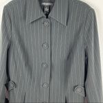 Lane Bryant  Gray Striped Lined Long Sleeves Front Blazer Coat, Size 14 Photo 6