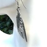 Silver tone Etched Eagle Earrings Silver Photo 4