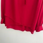 Karen Kane NEW Red Blouse top XLARGE  tie neck crossover hem Long Sleeve Photo 4