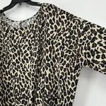 easel  Oversized Leopard Print Sweater Tie Front Drop Shoulder Slouchy Size L Photo 2