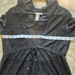 J. Valdi Y2K beach boho summer Long Sleeve Hooded Swim Cover Up with Drawstring Black Photo 6