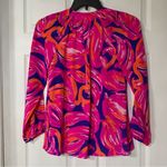 Lilly Pulitzer Elsa Silk Top in Bomber Blue Plume Bloom- Pink Orange Blue- Small Photo 4
