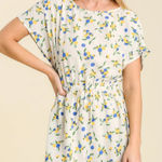 Umgee  Blueberry & Lemon Print Ruffled Hem Tie Waist Mini Dress Size‎ Large Photo 0