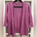 Eileen Fisher  Open Front Cardigan Sweater Shrug 100% Linen Lilac Size L Petite Photo 10