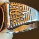 Black obsidian inlaid S925 silver ring size 8.5 Photo 7