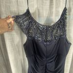 XScape  Beaded Formal Event Dress 12 Evening Gown Elegant Sequin Ruched Sexy Blue Photo 3
