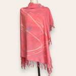 Splatter Paint Scarf Pink Fringe Eclectic Square Art to Wear Funky Colorful Photo 1
