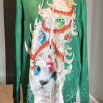 None Adult Unisex Christmas Hoodie with Cat & Christmas Tree Size L/XL NEW Photo 0