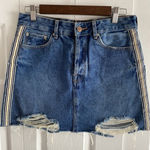 Bershka  Denim Women's 4 BSK Girl Y2K Distressed Blue Denim Skirt‎ Photo 0