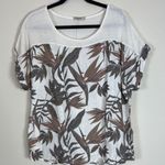 Lungo L’Arno 100% Linen Bird of Paradise Print Made in Italy Blouse Size 1X White Photo 0