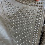 Nour Hammour Erin army green studded leather Biker jacket size FR 36 US 2 4 XS S Photo 6