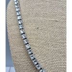 Silver Tone High Quality Crystal Tennis Style Necklace Long 20" Collar Formal Photo 4