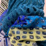 Apt. 9  Infinity Scarf Mixed Media Crocheted Knit Geometric Striped Blue Green Photo 11