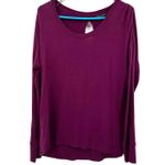 Tahari  size medium purple‎ long sleeve t-shirt key hole back blouse top Photo 0