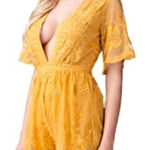 Haute Monde ✨  Lace Embroidered Mustard Romper✨ Photo 0