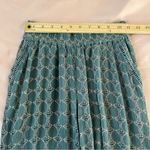 Anthropologie Muted Teal Geometric Patterned Crinkle Rayon Wide Leg Pull On Pant Photo 9