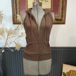 Old Navy Vintage Y2K  Brown Metallic Sleeveless Halter Hoodie Zip Vest - S 💚🎀 Photo 1