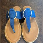 Liz Claiborne Denim Strap Sandals with Gold Tone Accents - size 9 Photo 1