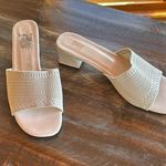 Women's Knit Mesh Slip On Block Heeled Mule Sandals Comfort Low Chunky Heel Size 11 Photo 0
