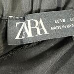 ZARA  Women's Black Silk Satin Wide Leg High Waist Pull On Crop Trousers Pants S Photo 4