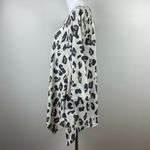Premise  Tunic Top M Leopard Print Shark‎ Bite Hem 3/4 Sleeve Scoop Neck Photo 6