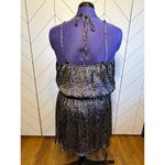 Cecico Womens Large Purple Beige Printed Silky Spaghetti Strap Button Mini Dress Photo 1