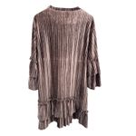 Goldie ‎ Velvet Dress M/L Pleated Long Sleeve Ruffle Hem Party Cocktail Casual Photo 5