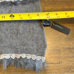 RIKKA Neutral Scarf Embroidery Faux Fur Trim 72 Inches Wrap Photo 2