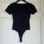 Abound  Organic Cotton Scoop Neck Thong Bodysuit Black XXS Photo 4