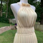 Cream Pleated Halter Maxi Gown Yellow Size 8 Photo 1