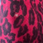 Leopard Print Sweater Red Crewneck Lambswool Angora Rabbit Hair Size Large Flaw Photo 7